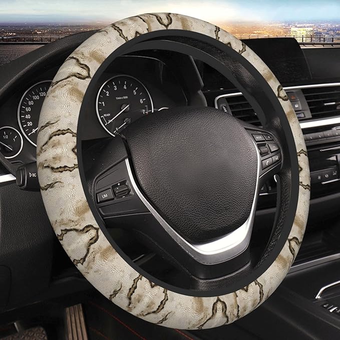 Nude Snake-Skins Texture Car Steering Wheel Cover, 15 Inch Steering Wheel Cover Stylish Decor for Most Cars