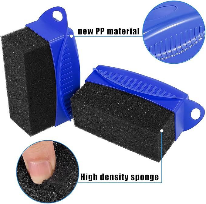 BESULEN 2 Pcs Tire Contour Dressing Applicator, Car Wheel Dressing Shine Sponge with Lid, Polishing Sponge Wax Buffing Pads for Auto, Foam Brush with Cover, Automotive Cleaning Accessories (Blue)