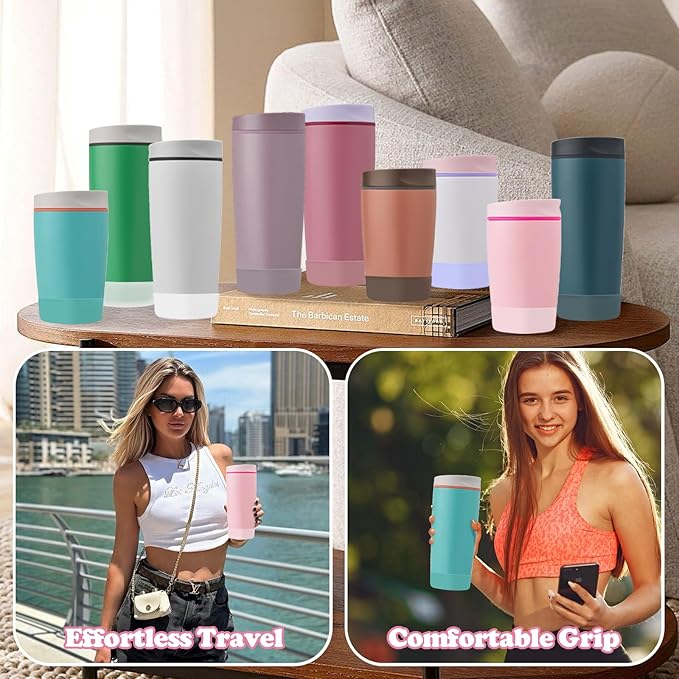 2Pcs Silicone Boot for Owala SmoothSip Slider Coffee Tumbler 20oz 12oz, Anti-Slip Sleeve for Travel Coffee Mug, Protective Accessories for Owala BPA Free (Shy Marshmallow)