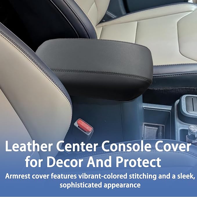Center Console Armrest Cover Fit for Ford Maverick Accessories 2022-2025 2026 Armrest Case Arm Rest Storage Box Pad Console lid Protector Leather Seat Box Cushion (Black Stitches)