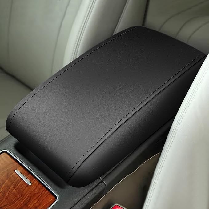 AOMSAZTO Console Covers for 2007-2011 Toyota Camry Leather Black with Black Stiches