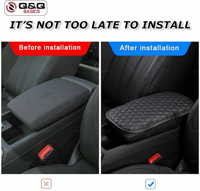 Q&Q Basics Universal Car Center Console Cover: Upgrade Your Ride with Our Sleek PU Leather Middle Console Cover Pad Protector. Durable, and Easy to Install Car Armrest Cover Armrest Cushion Cover.