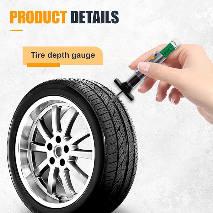 4PCS Tire Lubricant Brush Applicator Swab Set with Tread Depth Gauge, 12.5" Universal Extra Long Tire Shine Applicator, Car Cleaning Brush for Most Common Lube Buckets(Two Color)