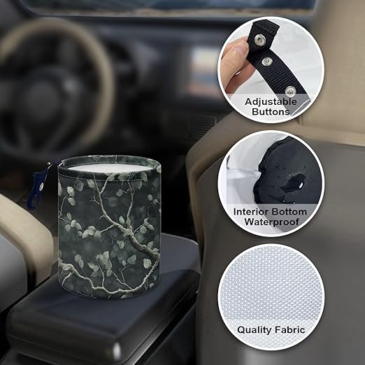 Tree Leaves Auto Trash Bin Trash Bag for Cars Hanging Headrest for Back Seat Collapsible Reusable Waterproof Car Organizer