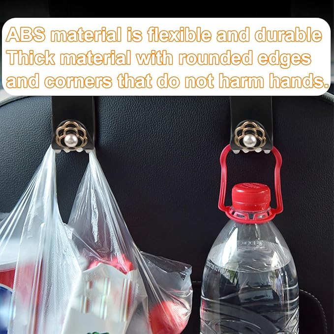 Bling Car Seat Headrest Hook, 2PCS Crystal Rhinestone Vehicle Purse Bags Holder, Diamond Automotive Interior Backseat Storage Hanger Accessories, Universal for SUV, Sedan, Truck (Black)