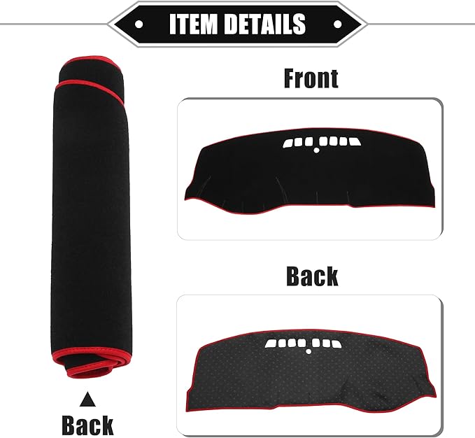 Car Dashboard Cover Mat Compatible for Buick LaCrosse 05-08, Protective Polyester Black Red Center Console Interior Trim Dash Board Mat