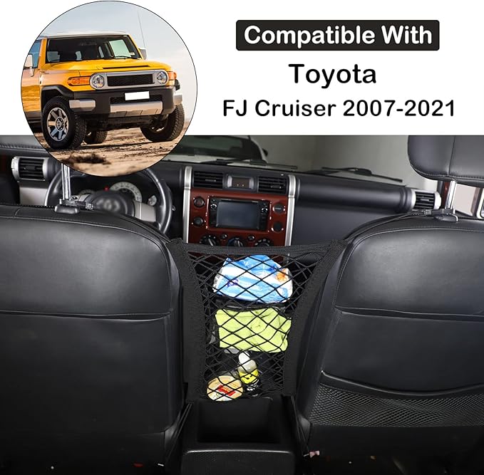 Car Seat Storage Hanging Bag Fit Toyot@a FJ Cruiser 2007-2021 Car Mesh Organizer Front Seat Hanging Car Organizers Storage Netting Pouch Seat Back Net Bag Mesh Backseat Organizer with Hook Accessories