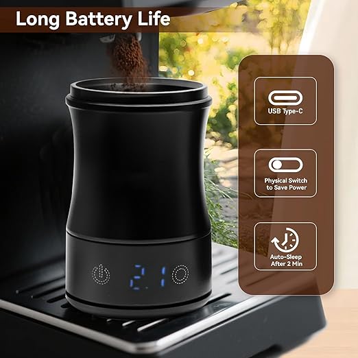 Digital Coffee Scale with Dosing Cup 2-in-1, 0.1g Precision USB-C Rechargeable Espresso Scale, IPX4 Waterproof, Multi-Purpose for 58mm Espresso Machines, Drip, French Press
