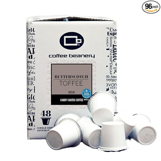 Butterscotch Toffee Decaf Coffee Pods by Coffee Beanery | 96ct Bulk Flavored Decaf Coffee Pods Medium Roast Coffee