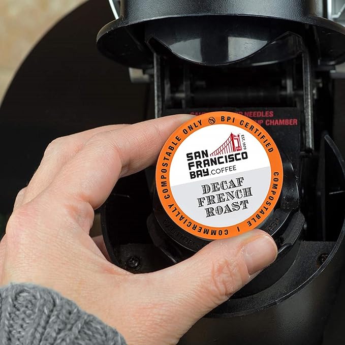 San Francisco Bay Compostable Coffee Pods - DECAF French Roast K Cup Compatible including Keurig 2.0,Dark Roast,Swiss Water Processed,(Pack of 72)