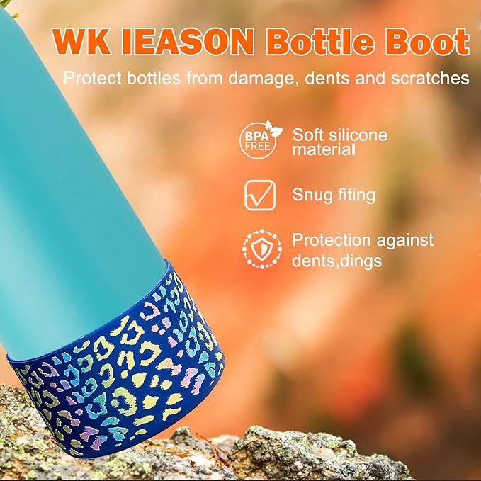 WK IEASON 2Pcs Silicone Boot for Owala Water Bottle, Protective Flask Bottom Cover Base for Owala FreeSip Twist and Flip Flask Water Bottle Accessories-3.56inch Bottom Diameter