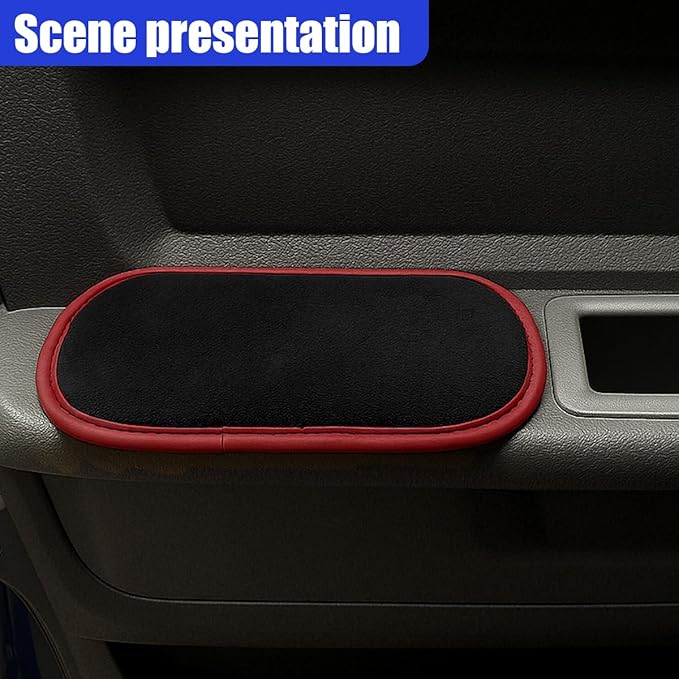 Car Door Armrest Pads, Soft Leather Memory Foam Car Center Console Pillow with Strong Adhesive, Universal Comfortable Auto Arm Rest Cushion Accessories for Elbow and Knee Support(Black)