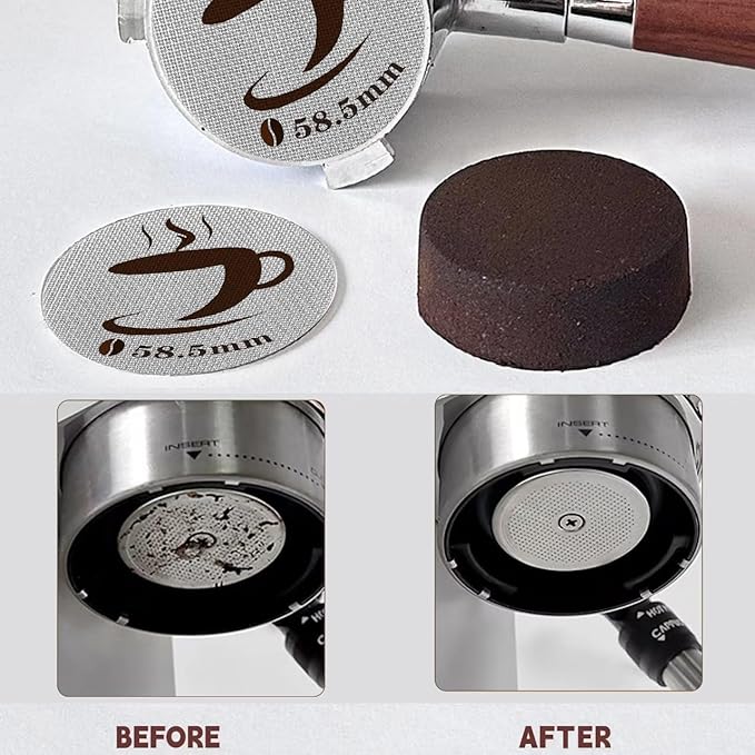 58.5mm Espresso Puck Screen, Reusable Puck Screen Replacement, Perfect Espresso Distribution Tool Compatible with Espresso Machine 58.5mm Portafilter Basket, 1.7mm Thickness 150μm (1, 58.5mm)