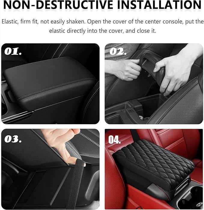 Auto Armrest Cushion Pads for Audi A6(2018-2023) Accessories Car Centre Console Armrest Pad Durable Material and Easy to Clean-is Waterproof and Anti-Scratch