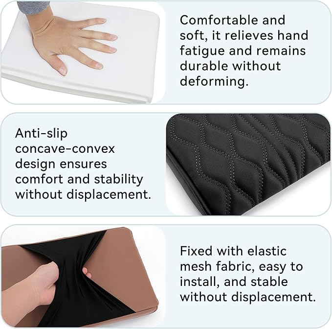 Car Center Console Cover, Leather Waterproof Vehicle Armrest Box Pad, Memory Cotton Comfortable Automotive Interior Seat Box Cushion Protector Accessories, Universal for Most Cars (Gray)