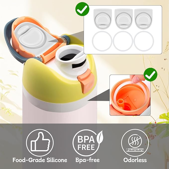 3 Sets Replacement Seal Stopper and O Ring Gasket Compatible with Owala FreeSip 24oz 32oz,Water Bottle Lid Insert Cap Rubber Seal Parts for Owala 16/19/24/32/40oz Mouth Piece Accessories Z3K2