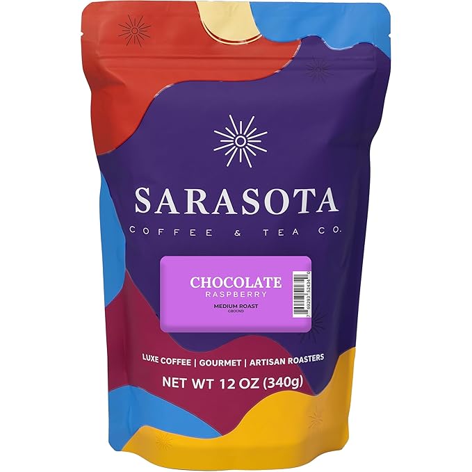 Chocolate Raspberry Ground Coffee 12oz – Chocolate & Raspberry Flavored Coffee, Medium Roast Gourmet Arabica, Specialty Grade, Smooth & Rich