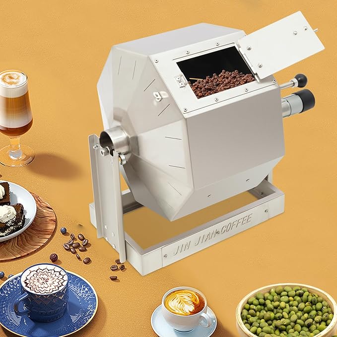 Large Automatic Coffee Bean Roaster Machine 3.83 Gallon Stainless Steel Drum with Speed Controller for Gas Stove - Roast Peanuts, Nuts, Soybeans - Home & Commercial Use, Advanced Coffee Roaster
