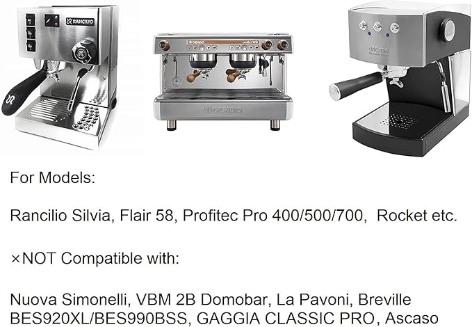 58mm Portafilter Double Spout Compatible with E61 Group Head, 2 ears 58mm Portafilter with Filter Basket and ABS Handle