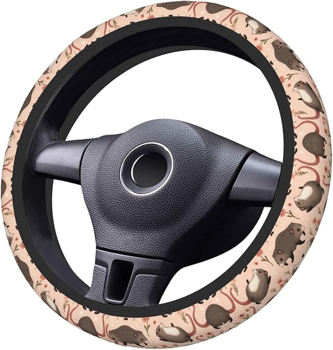 Possums Pattern Neoprene Steering Wheel Covers Women Men Car Accessories, Universal 15 Inch Fit Auto, Suvs, Truck