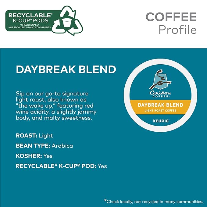 Caribou Coffee Single Serve Keurig K-Cup Pod Variety Pack, Light, Medium, and Dark Roast Coffees, 40-Count Box(Pack of 1)