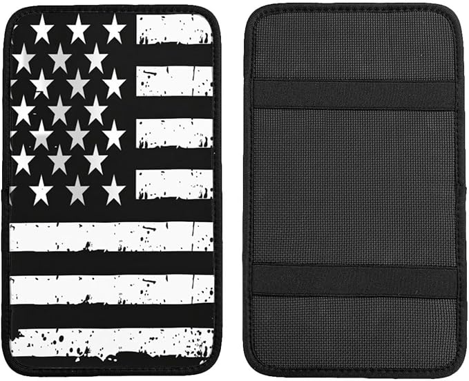 Black American Flag Car Armrest Cushion USA Flags Foam Car Arm Rest Cover Pad Patriot Star Stripe Cars Center Console Armrest Lid Covers
