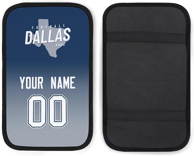 Custom Football Car Armrest Covers Universal Auto Center Console Pad Car handrail Box Cushion Personalized Add Name & Number Fans Gift Fit Suit for SUV Truck Sedan Van