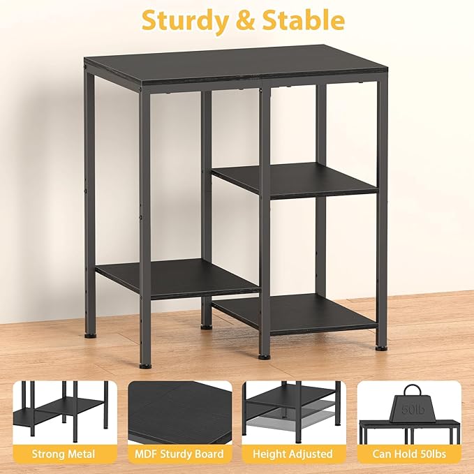 Kitchen Microwave Stand,4-Tier Adjustable Bakers Rack, Microwave Cart with Storage, Small Coffee Bar Table Appliance Shelf for Living Room,Office (Coal-Black)