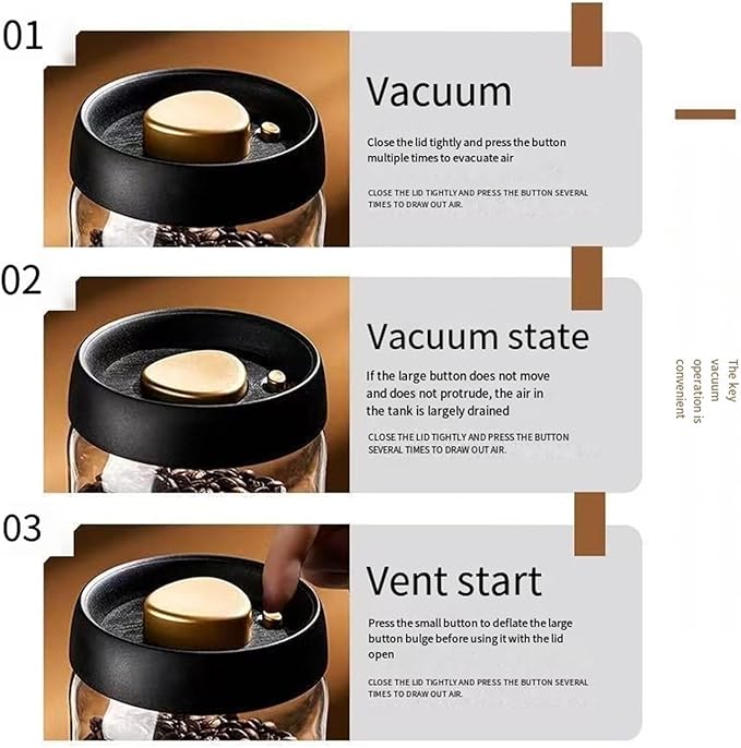 4Pcs Colorful Coffee Vacuum Container Jars, Food Coffee Bean Storage Containers with Lids Airtight, Manual Vacuum Extraction Sealed Tank (Colorful, 500+900+1200+1800, Milliliters)