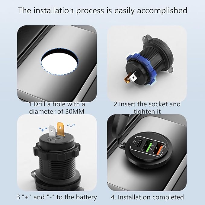 Double USB C Ports 45W High Speed Car Heavy Duty for Trucks Boats Multi Port Car Chargers with Dustproof Cover