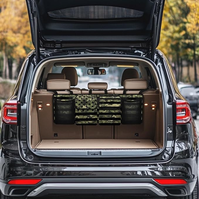 Camo USA Truck Organizers for Men Waterproof Back Seat Organizer Hanging Storage Bins, Foldable Backseat Organizer for SUVs & Sedans, Sturdy Car Organization Accessories