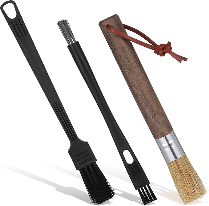 3 PCS Coffee Grinder Brush, Coffee Brush Cleaner Tool with Natural Bristles and Sandalwood Handle for Home Kitchen Barista