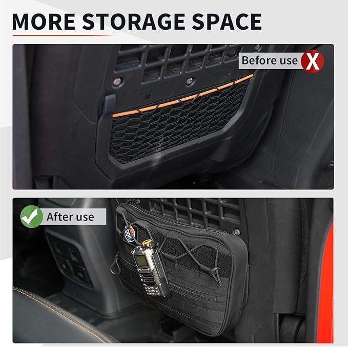 Seat Storage Bags, Storage Pockets, Interior Storage, Accessories. for Ford Bronco 2021-2025 2/4 Door (Front Seat 1PCS)