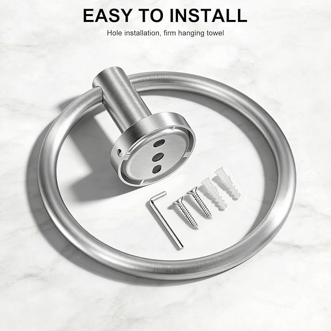 SetSail Towel Holder for Bathroom Wall Silver Towel Ring Stainless Steel Hand Towel Holder Heavy Duty Towel Hanger for Bath, Kitchen Drill Hole