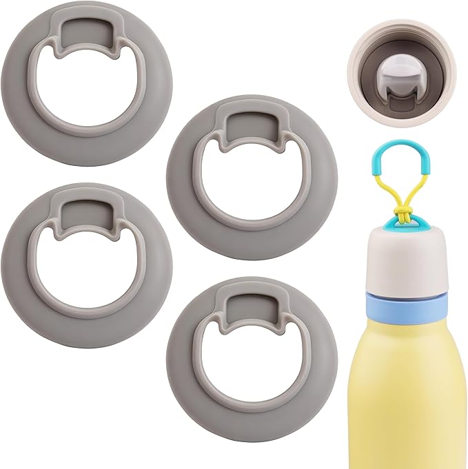 4 Pack Rubber Seal Replacement Stopper for Owala FreeSip Twist 18oz 24oz Water Bottle Lid, Gray Silicone Gasket Cap Insert to Prevent Spills