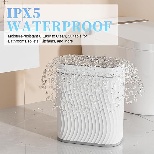 steo spce Automatic Motion Sensor Bathroom Small Trash Can with Lid, 2.6 Gallon Touchless Slim Garbage Can, Smart Waterproof Trash Bin for Bedroom, Restroom, Living Room, Office
