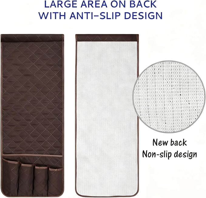 Armchair Caddy for Recliner, Couch Caddy Storage Organizer with 5 Pockets, Non Slip Sofa Arm Organizer for Remote Controls, Phone, Magazines, Tablet (Dark Brown)