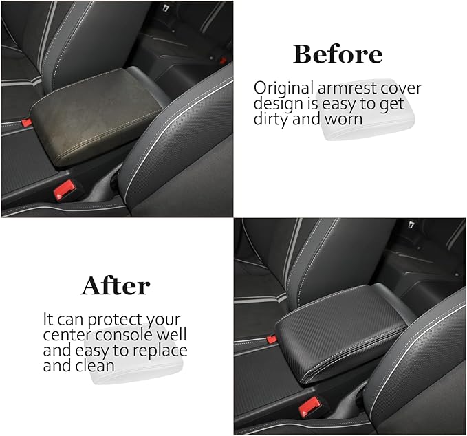SKTU for 2025 2026 VW Golf Center Console Cover 2020-2026 Golf Armrest Cover 2023 2024 2025 2026 Golf Accessories 2020-2026 Golf Seat Box Cover 2025 2026 Golf Center Console Cushion (Gray Line)