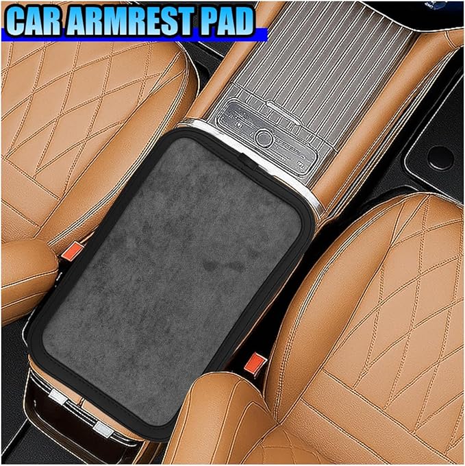 YoRise Car Center Console Cover, Leather Car Armrest Cover with 2 Storage Bags, Comfortable Non-Slip Arm Rest Seat Box Pad, Console Armrest Box Protector Cushion for Most Cars (Black)