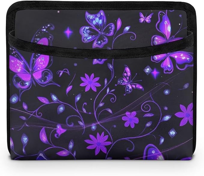 Purple Butterfly Universal Car Side Pocket Organizer, Car Pocket Pouch for Cars Seat, Door, Window, Console, Multifunctional Cars Organizer Accessories for Phone Sunglasses Keys Cards