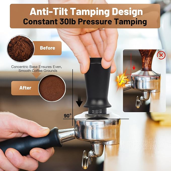 53mm Espresso Tamper Kit - Dual-Spring Calibrated Coffee Tamper, 8-Needle WDT Tool Espresso Distribution Tool, Magnetic Aluminum Dosing Funnel, Reusable Puck Screen, Fit Breville 54mm Portafilters