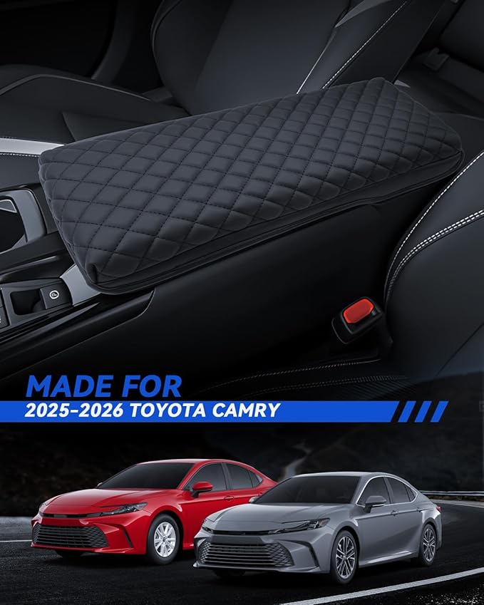 Armrest Cover for 2025 2026 Toyota Camry (LE/SE/XLE/XSE) Accessories Center Console Middle Lid Pad Protector for Car Elbow Rest-Padded
