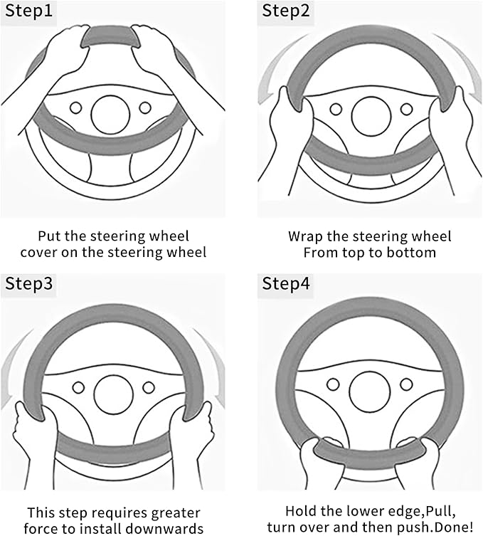 Car Steering Wheel Cover, 15 Inch Leather Breathable Anti-Slip Soft Steering Wheel Protector for Men and Women, Universal Car Accessories for SUV, Truck, RV (Gray)