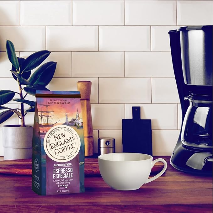 New England Coffee Espresso Especiale Dark Roast Ground Coffee, 10oz Bag (Pack of 3)