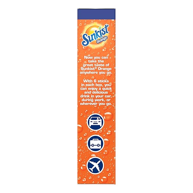 Sunkist Singles To Go Drink Mix Orange, 6 Boxes with 6 Packets Each - 36 Total Servings