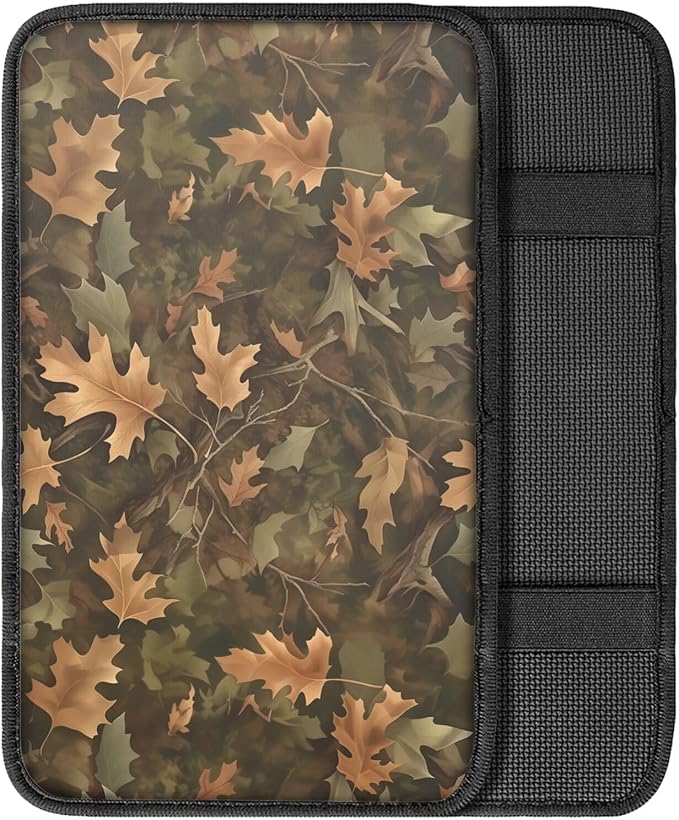 Horeset Hunting Camo Forest Comfortable Car Armrest Cover Cushion Pad Interior Decor, Universal Fit Center Console Protector for Men Women