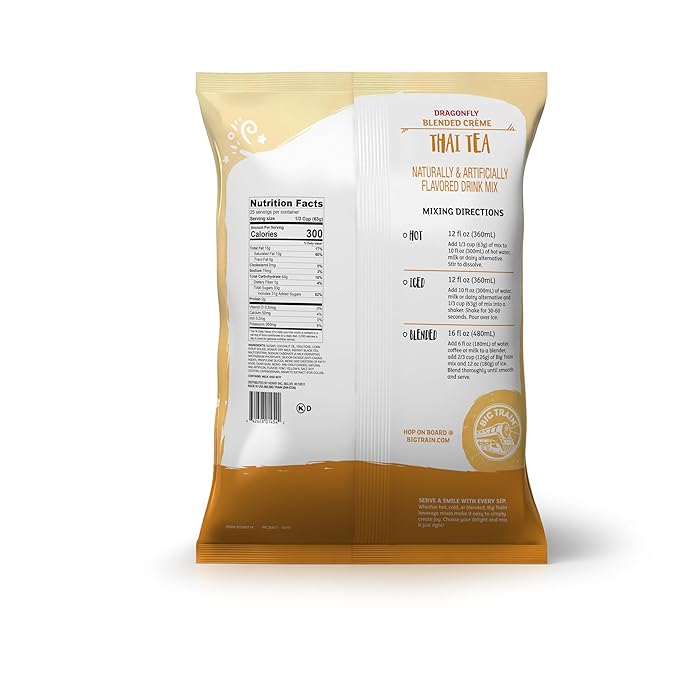 Big Train Dragonfly Thai Tea Blended Crème Beverage Mix, 3.5 Pound (Pack of 1)
