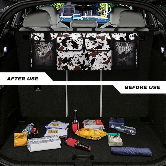 Cow Car Organizer, Trunk Organizer for SUV, Car Trunk Organizer and Storage, Car Interior Accessories Backseat Hanging Organizer,Waterproof Storage Bag