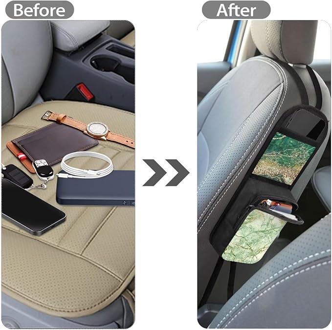 Green and Gold Marble Automatic Seat Side Storage Organizer Seat Side Organizer Car Seat Storage Bag Front Seat Phones, Drink, Stuff Holder for Most Vehicles