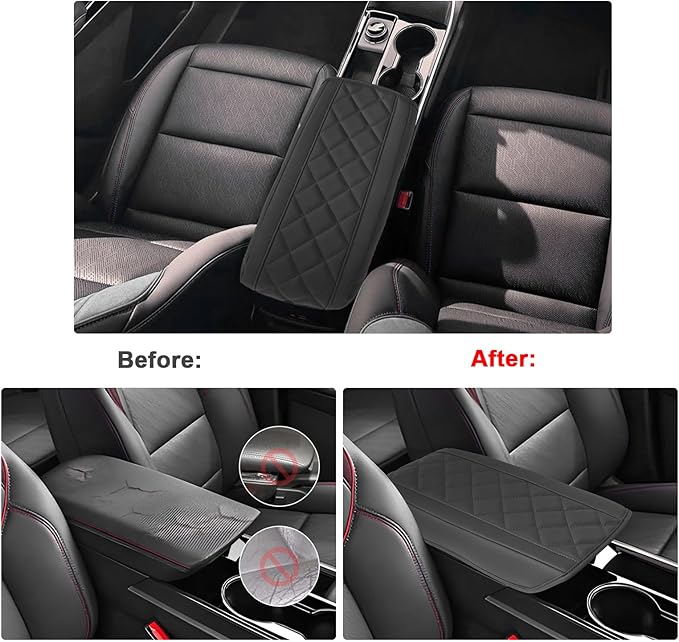 SXCY for 2025 Chevy Equinox Accessories Armrest Cover for Equinox 2025 Accessories 2025 Equinox Center Console Cover 2025 Equinox Middle Console Cover (Thin Cover Rhombus Style)